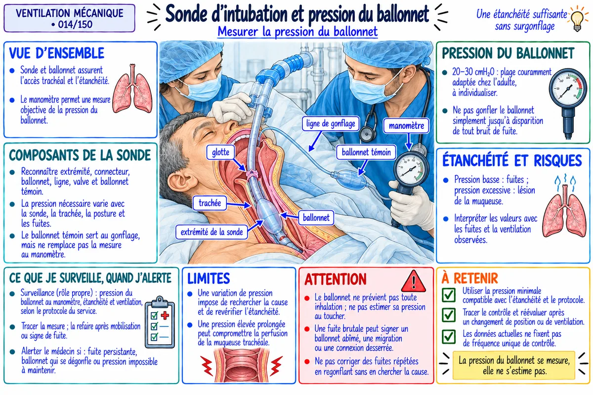 Fiche visuelle : sonde d’intubation et pression du ballonnet