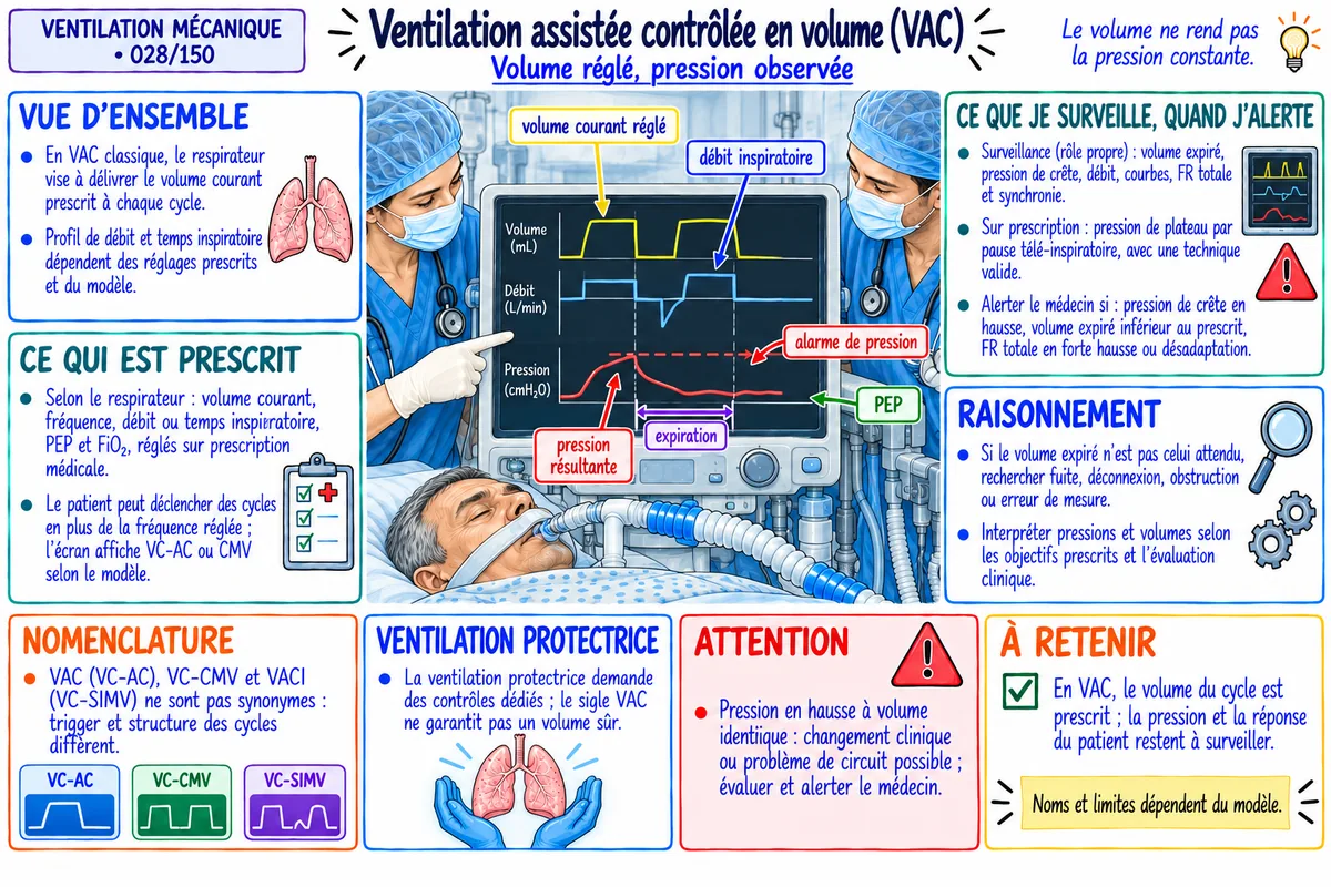 Fiche visuelle : ventilation assistée contrôlée en volume (VAC)
